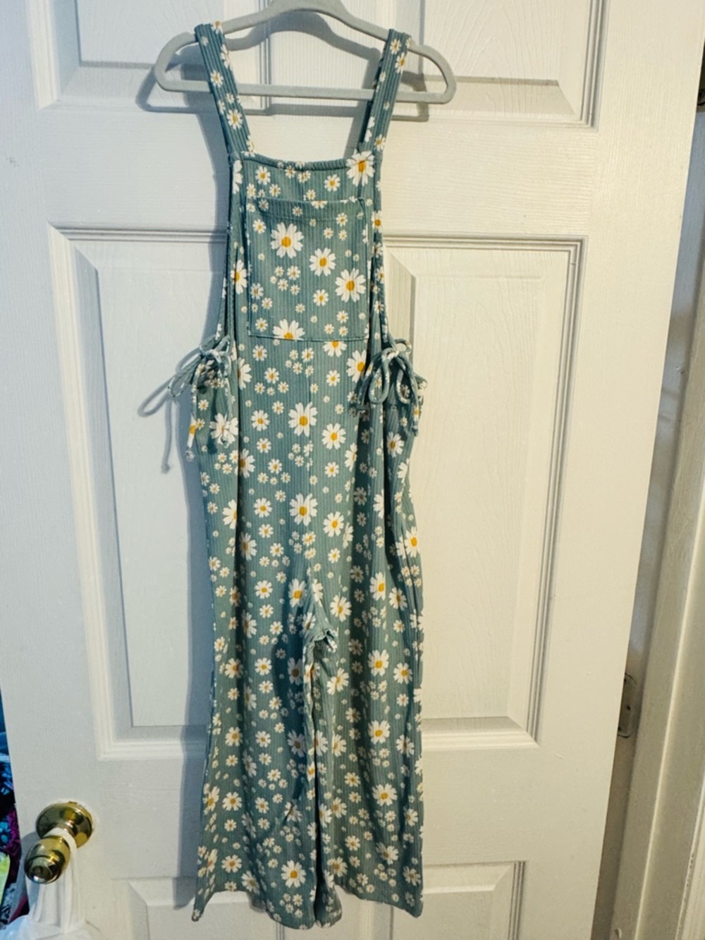 Lily Bleu Green Daisy Print Overalls Romper